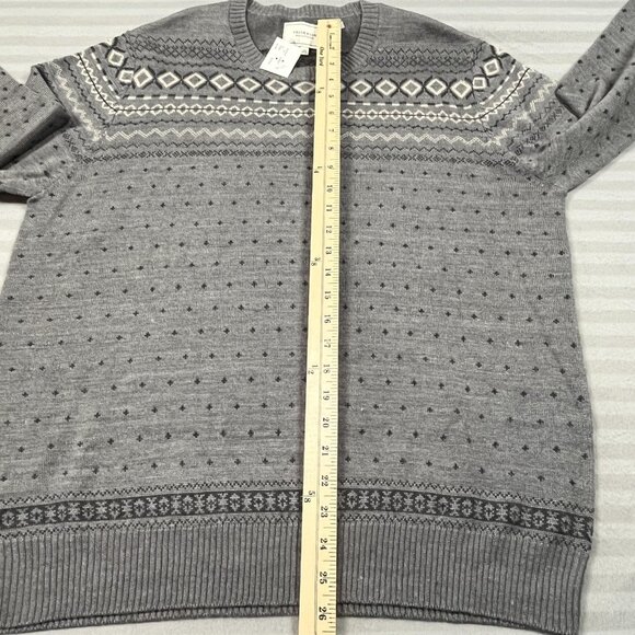 Frank & Oak Sweater Mens 2XL XXL Gray Nordic Fair Isle Wool Blend Crewneck Knit - Picture 7 of 8
